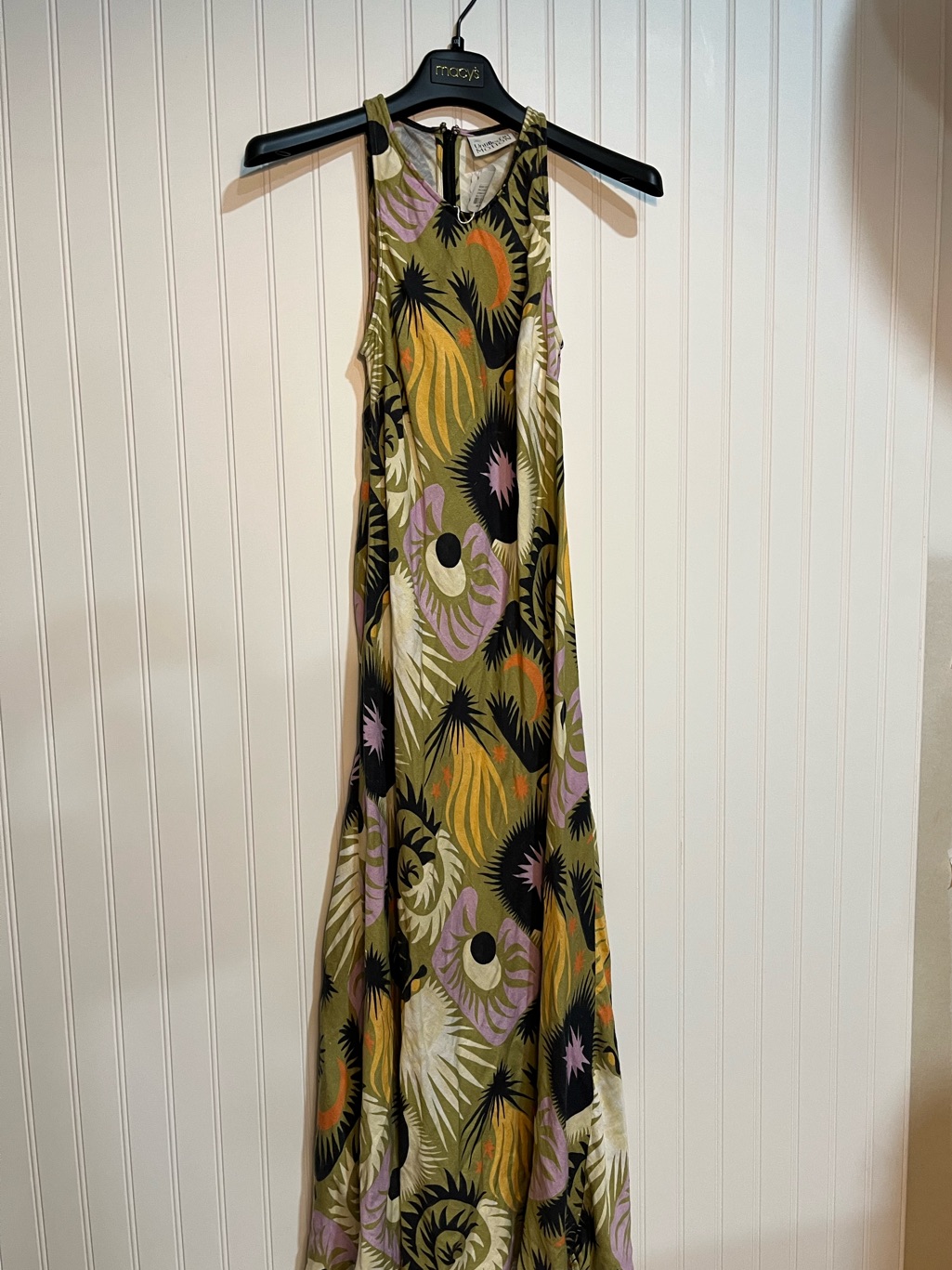 Halter Maxi Dress In Olive Abstract Print — image 4 of 7